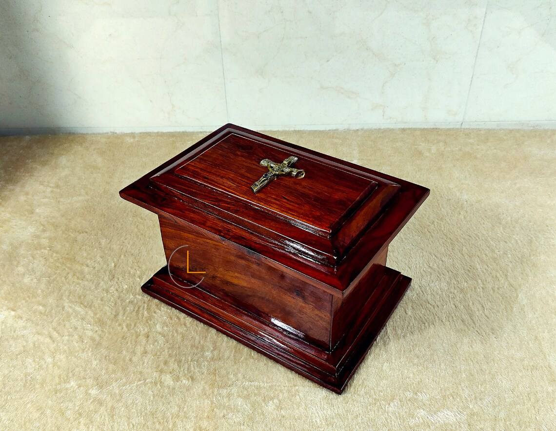 Crucifix Rosewood Urn Box