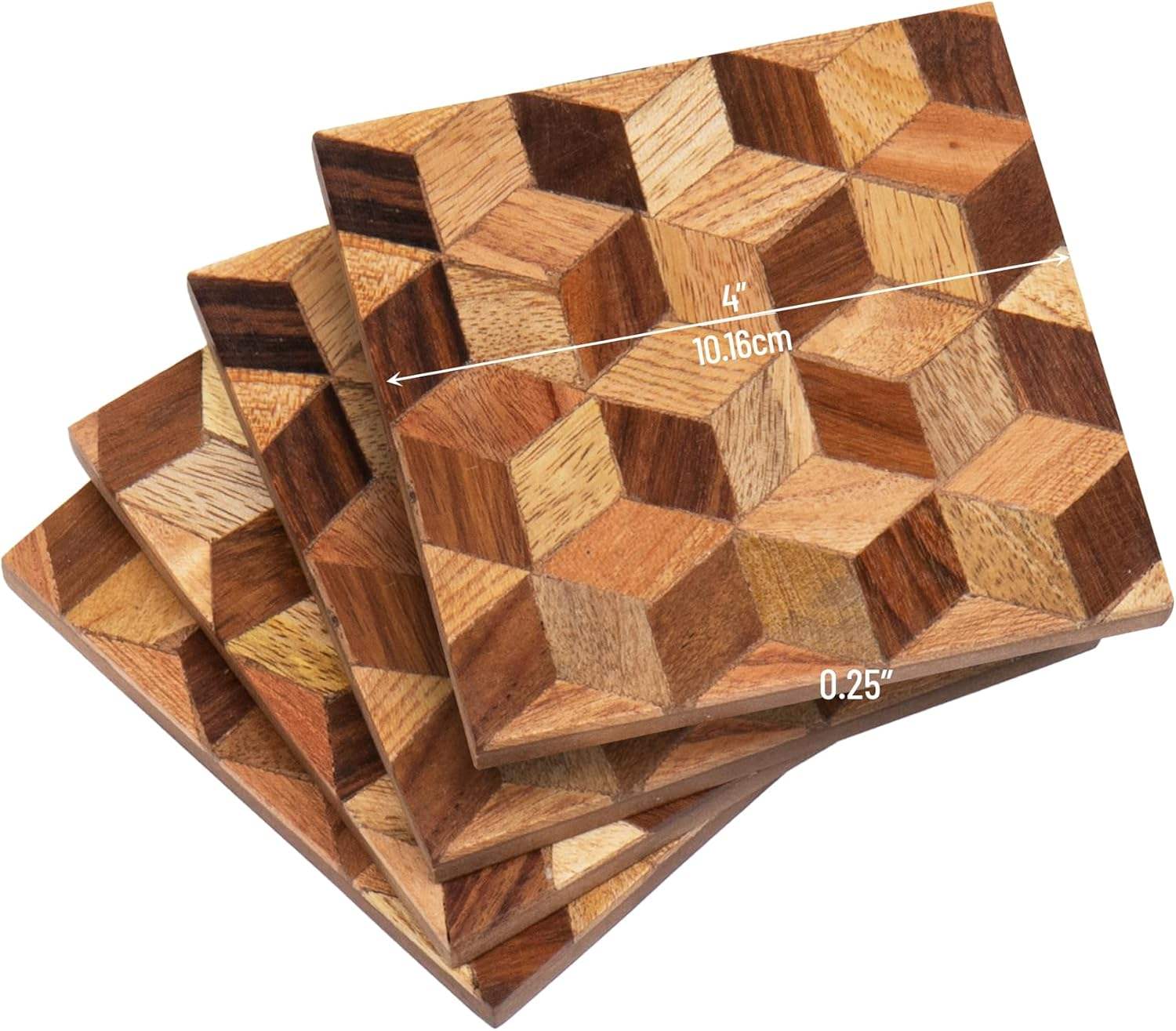 Eco-Friendly Wooden Coaster Set Durable Natural Wood Drink Coasters for Home, Office, Kitchen & Dining Table